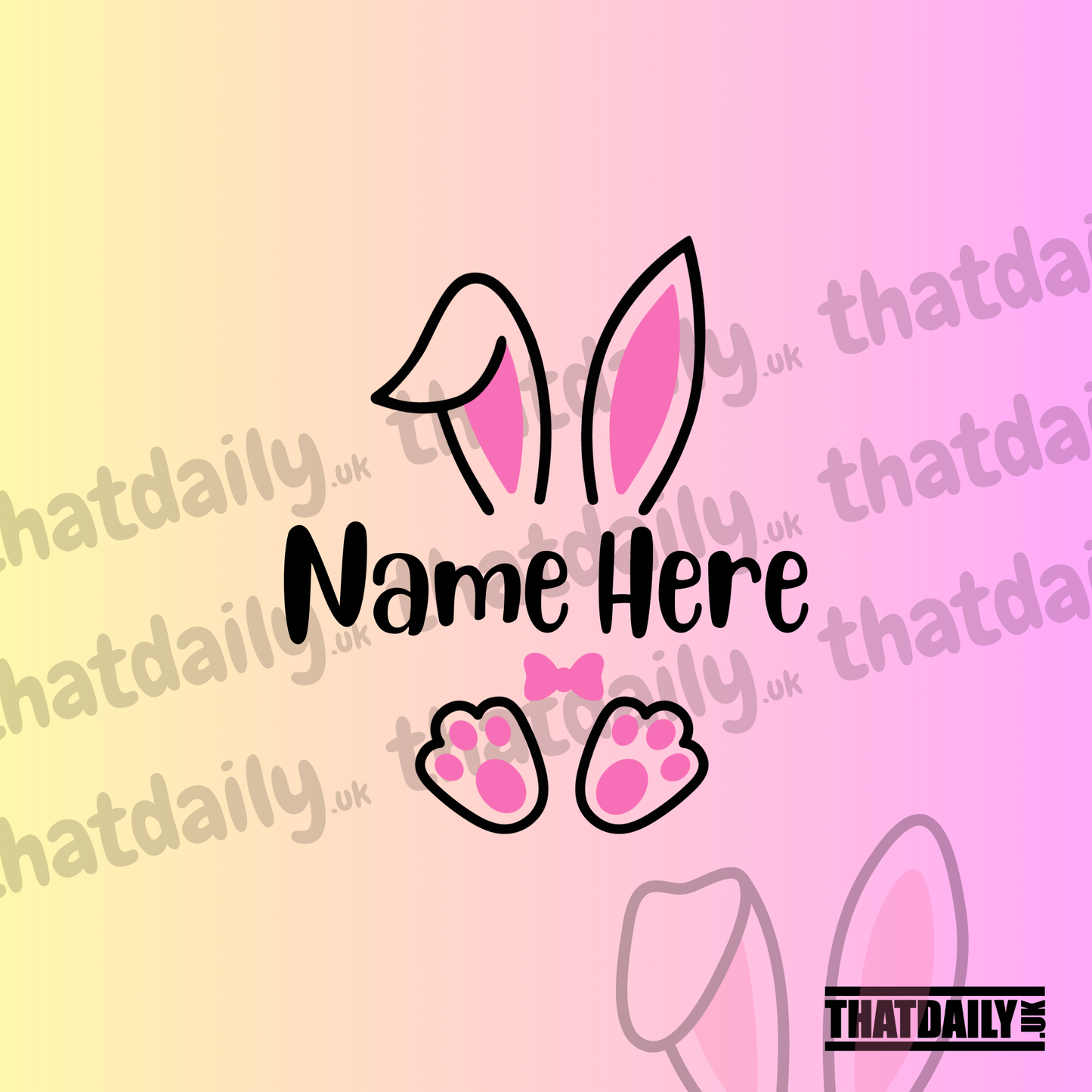 Custom Pink Bunny with Personalised Name Style 1