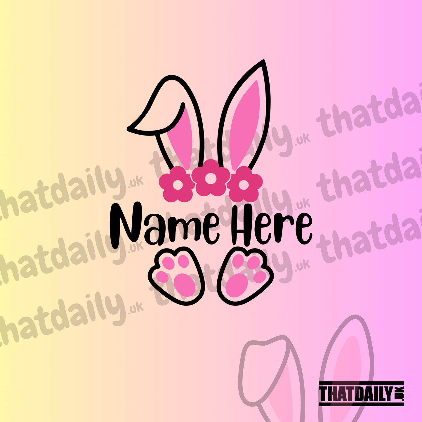 Custom Pink Bunny with Personalised Name Style 3