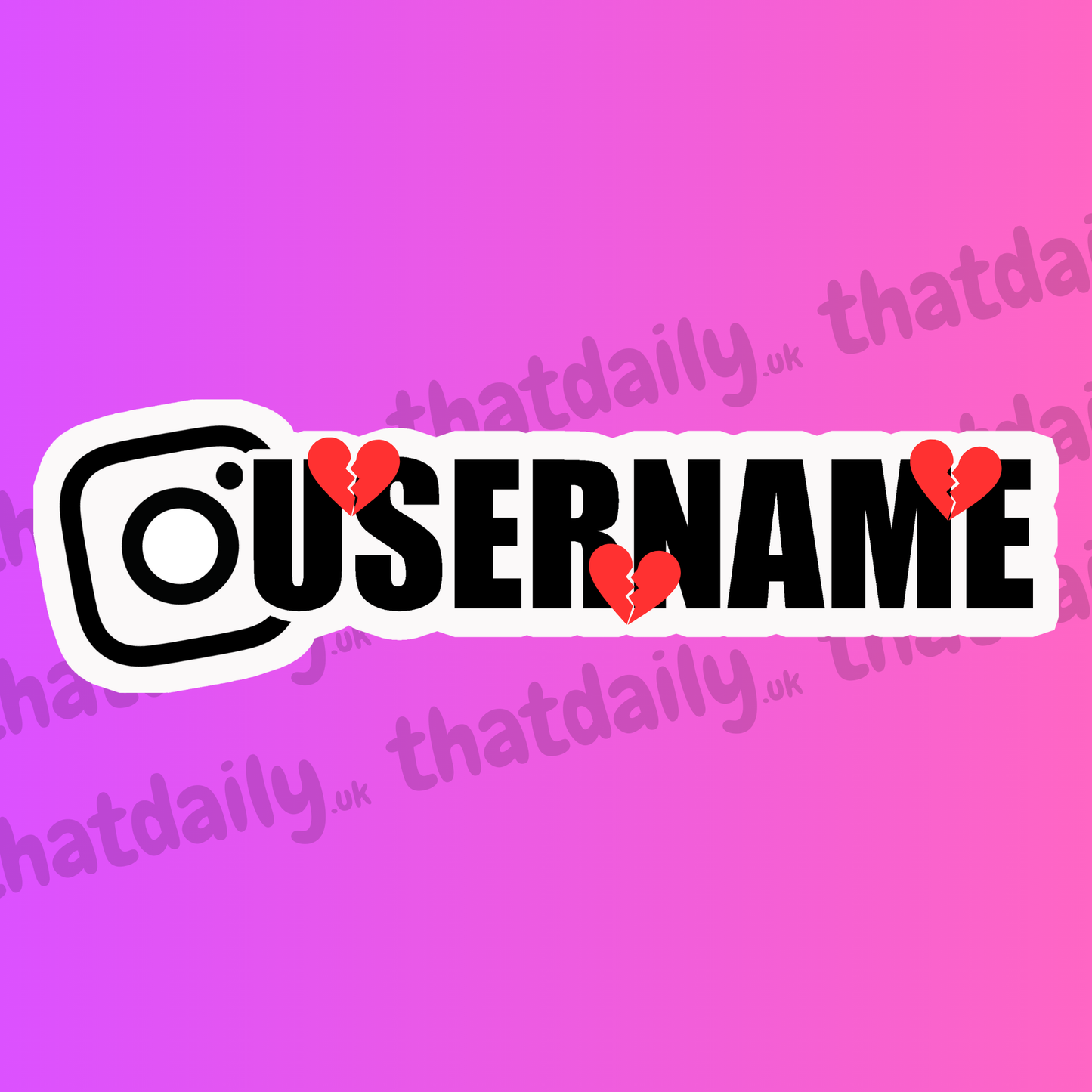 Cute Broken Heart Social Handle Username Decal