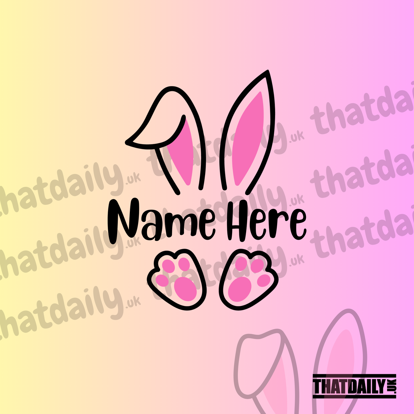 Custom Pink Bunny with Personalised Name Style 2